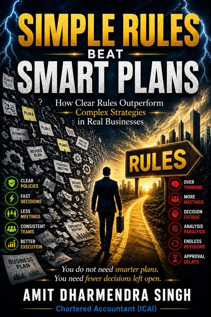 Simple Rules Beat Smart Plans book cover by Amit Dharmendra Singh about how clear rules outperform complex strategies in real businesses.